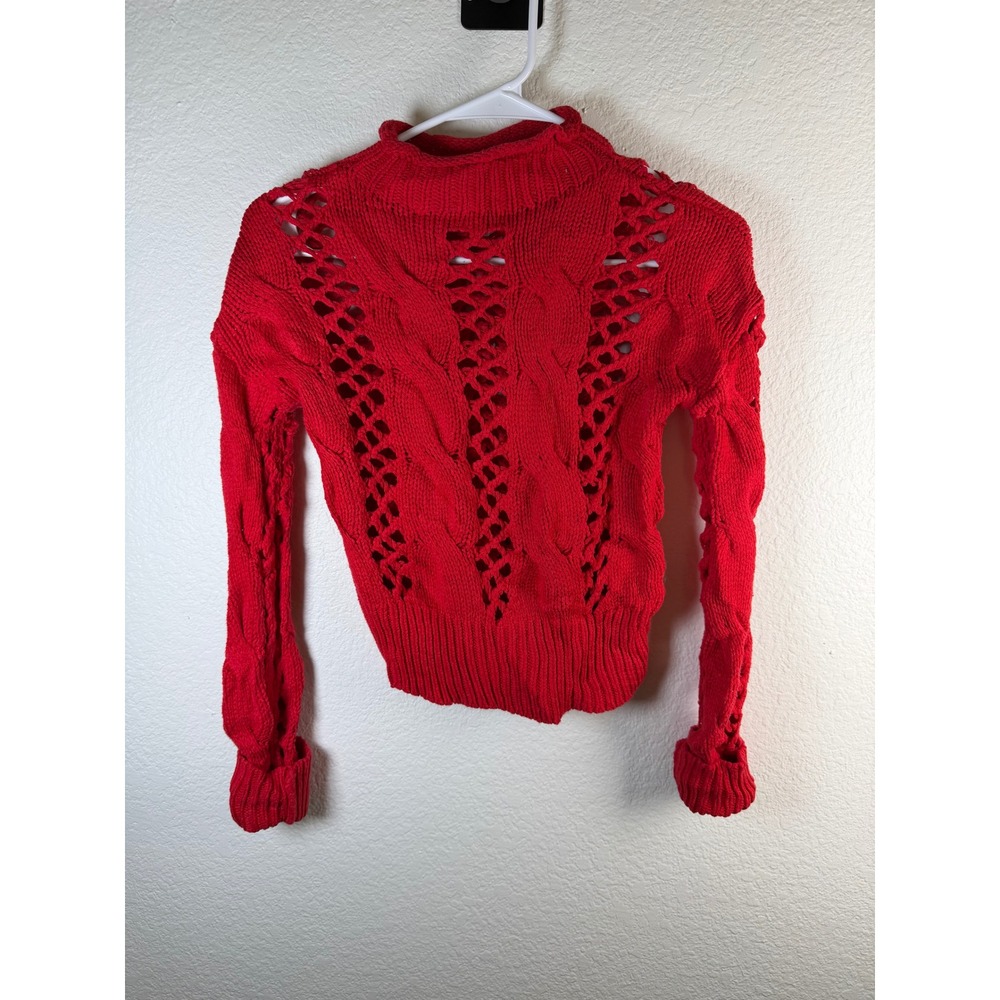 EXPRESS Sweater Women  Red Chunky Cable Mock Neck Whimsigoth Fairy Grunge Vamp